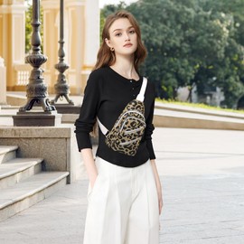 FOLOVEYA Women's Shoulder Bag Lightweight Shoulder Bag Wear-resistant Sling Bag Portable Chest Bag Adjustable for Outdoor Sports Travel Cycling Chest Bag Polyester, White