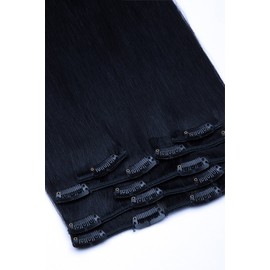 Clip-In Hair Extensions Set 100% Real Hair 7-Piece 70 g Hair Extension 45 cm No. 1 Black