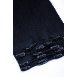 Clip-In Hair Extensions Set 100% Real Hair 7-Piece 70 g Hair Extension 45 cm No. 1 Black