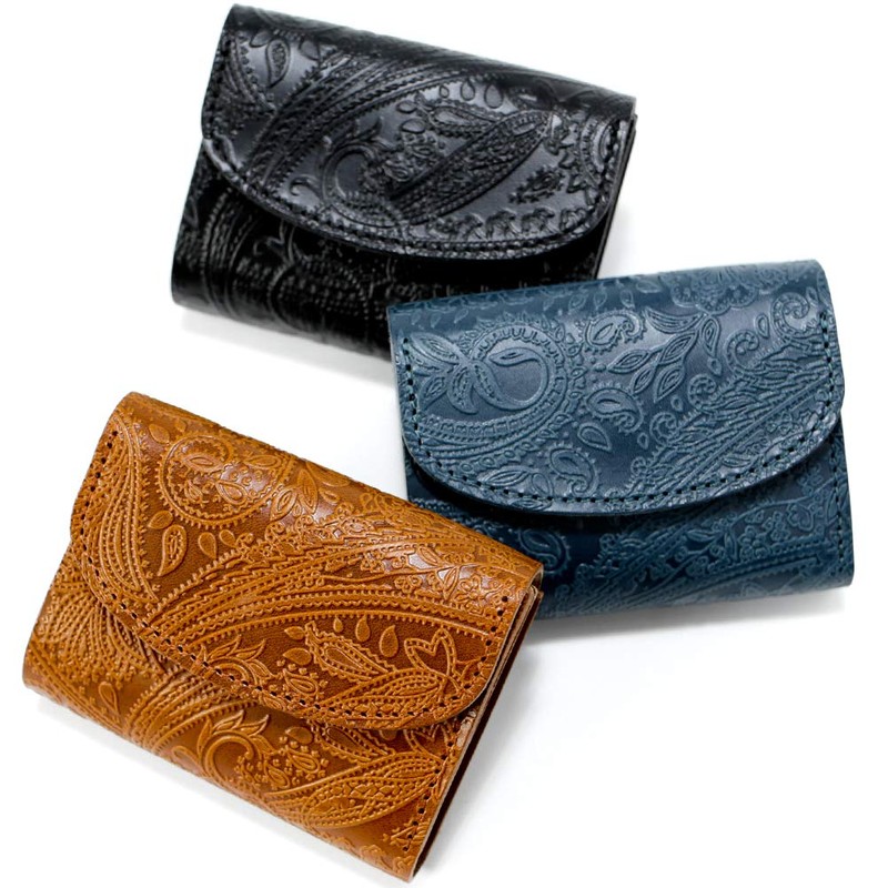 Vincent Crafted, Tochigi Leather, Paisley, Tri-Fold Middle Wallet, Manuel, Mini