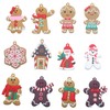 Christmas Ornaments Set of 12 Cute Gingerbread Man Santa Snowman