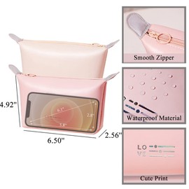 kamumanni 2Pcs Makeup Bag Small Makeup Bag for Purse Waterproof Travel Makeup Bag for Women Cosmetic Bag for Tote Toiletry Bag(Pink＋Cream)