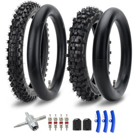 60/100-14 2.50-14 Front 80/100-12 3.00-12 Rear Dirt Bike Tire and Inner Tube Set for Honda XR70 CRF70 CRF110 KLX110 DRZ110 PW80 TTR90 SSR 125cc 110cc Apollo Coolster Motorcycle Pit Dirt Bike Parts