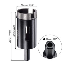 sourcing map 32mm Diamond Core Drill Bits Dry or Wet Hole Saws for Hard Concrete Brick Block Masonry Stone Tile Glass
