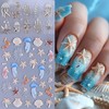 2 Sheets Summer Nail Art Stickers Decals 5D Embossed Ocean