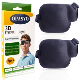 opasyo Eye Patches for Adults 2pcs Eye Patch Medical,3D Adjustable Eyepatch for Adults,Black Reusable Eye Patches for Lazy Eye Strabismus and After Surgery,Pirate Eye Patch (Right Eye)