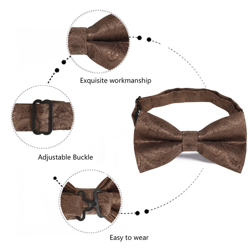 Alizeal Mens Gradient Paisley Bow Tie Pre Tied Pocket Square