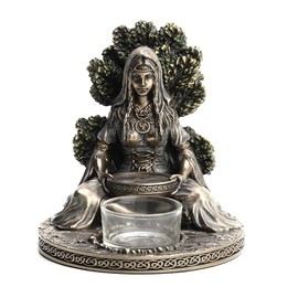 Veronese Design 4 7/8" Tall Celtic Goddess Danu Tealight Candle Holder Cold Cast Bronzed Resin Sculpture Wiccan Home Decor Figurine Collectibles