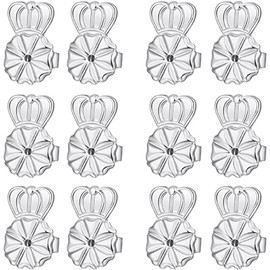 6 Pairs Earring Backs Lifters,925 Sterling Silver Earring Backs for Droopy Ears,Adjustable Hypoallergenic Earring Backs for Heavy Earring (Silver)