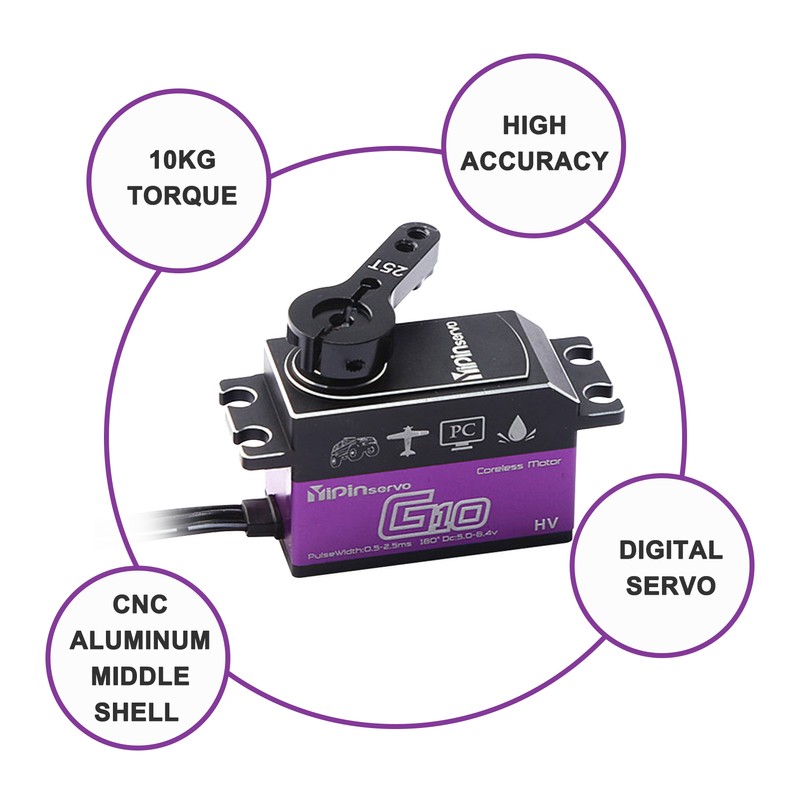 YIPINServo 10KG Digital Servo Metal Gear Servo Waterproof for 1/8