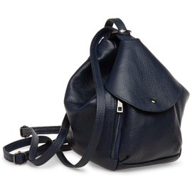 Caspar TL788 Stylish 2 in 1 Leather Backpack Shoulder Bag with Zip, darkblue
