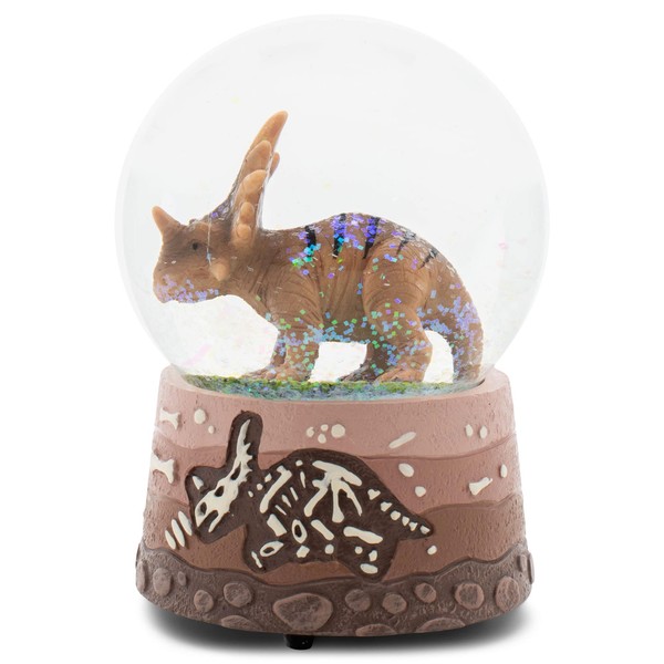 Elanze Designs Styracosaurus Dinosaur 100 MM Tabletop Musical Glitter Snow Globe Figurine Play Tune Born Free