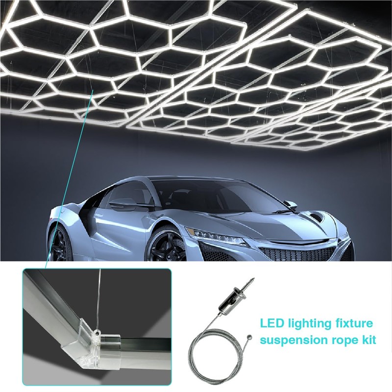 cezelux 12 Sets Hexagon Lights Suspension Cables Kit Steel Hanging