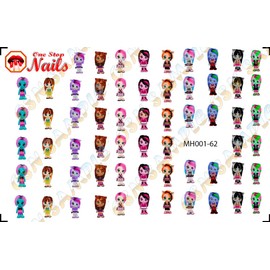 Monster High V1 clear waterslide nail art decals (tattoos). Set of 62 by One Stop Nails.