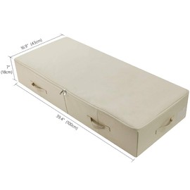 iwill CREATE PRO Pack of 2, 39.4" Large Size Folding Underbed Storage Organizer Boxes with Lid, Folding & Washable, 6 Handles on All Sides, Beige