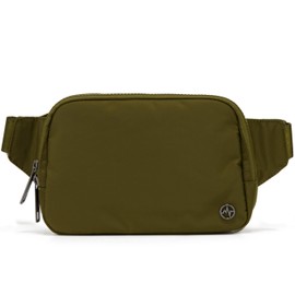 Pander Belt Bag Large 2L, Waterproof Everywhere Fanny Pack Purse for Women and Men with Adjustable Strap (Dark Moss).