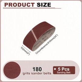 HARFINGTON 4 x 24 Inch Sanding Belts, 5 Pcs 180 Grits Aluminum Oxide Abrasive Belt Sander File Belt for Woodworking, Metal Polishing, Knife Sharpener