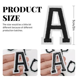 CLINTT 52Pcs Iron On Letters Patches, A - Z Letters, Great for Clothes, Dresses, Hats, Jeans, DIY Accessories - Black