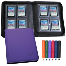 Toploader - Carpeta de 4 bolsillos, capacidad para 128 top loaders, carpeta top loader de 4 bolsillos para tarjetas rígidas de 3 x 4 pulgadas, carpeta