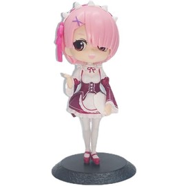 Rem, Ram Figure, Q Version Big Eyes Standing Anime Figures 15cm/5.9inch PVC Character Action Model Figure Statue Decoration Ornament Gifts (Pink)