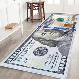 Hundred Dollar Bills Long Runner Rug for Hallway 100 Bill USA Throw Rug Money Area Rug Non-Slip Large Floor Carpet Mat for Bedroom Washable Kitchen Rugs Doormat Entrance Door Mats Living Room 2x6