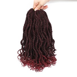 MKJVEN 12 Inch Wavy Senegalese Twist Crochet Hair For Black Women 8 Packs Senegalese Twist Crochet Braids Tbug, Pre Looped Crochet Twists With Curly Ends(12Inch,Tbug)