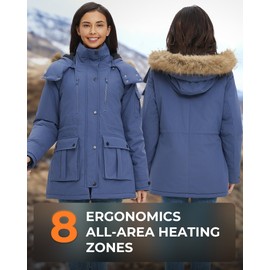 GOTOBI Heated Jackets for Women with 18400mAh 12V Battery Pack - Windproof Parka Womens Heated Jacket with Detachable Hood