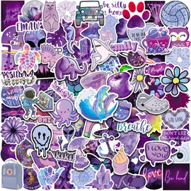 100 PCS Girl's Purple Aesthetic Stickers Pack for Teens Girls Boys, Cute Purple Stickers, Waterproof Vinyl Stickers, Vsco Stickers for Laptop Water Bottles Car Bicycle Skateboard Motorcycle Luggage
