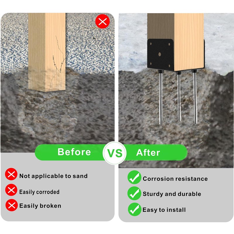 Wpbhk 6x6 Concrete Post Anchor, U Shape Fence Post Holder,