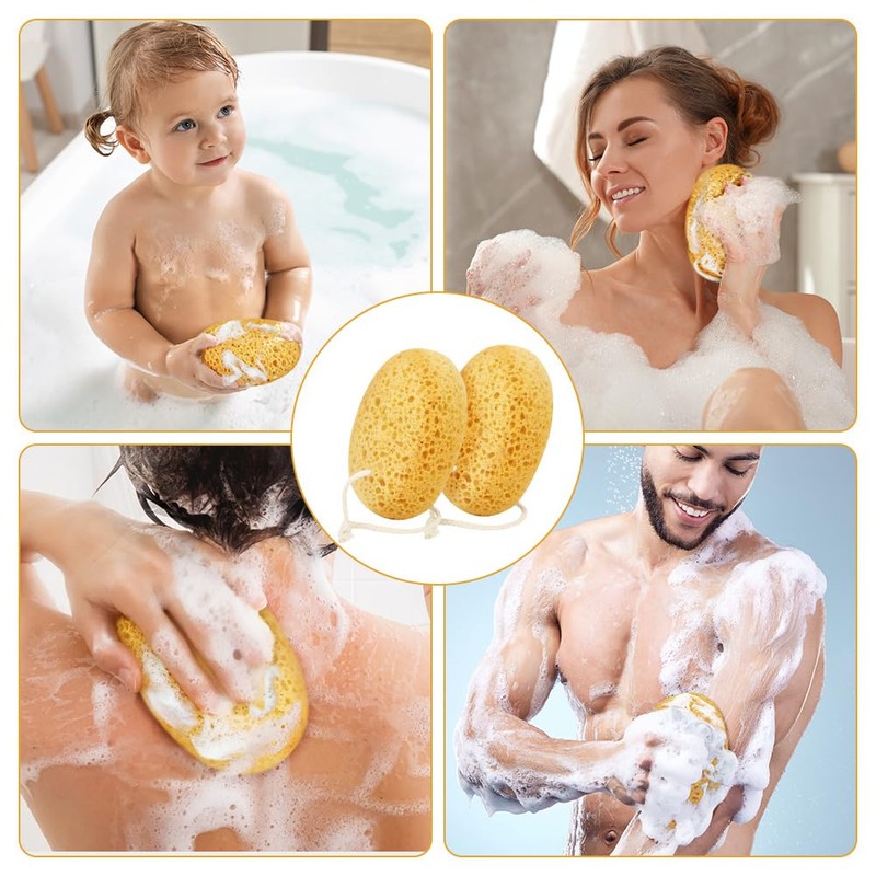 Flintronic Pack of 2 Bath Sponge, Large Natural Sponge for