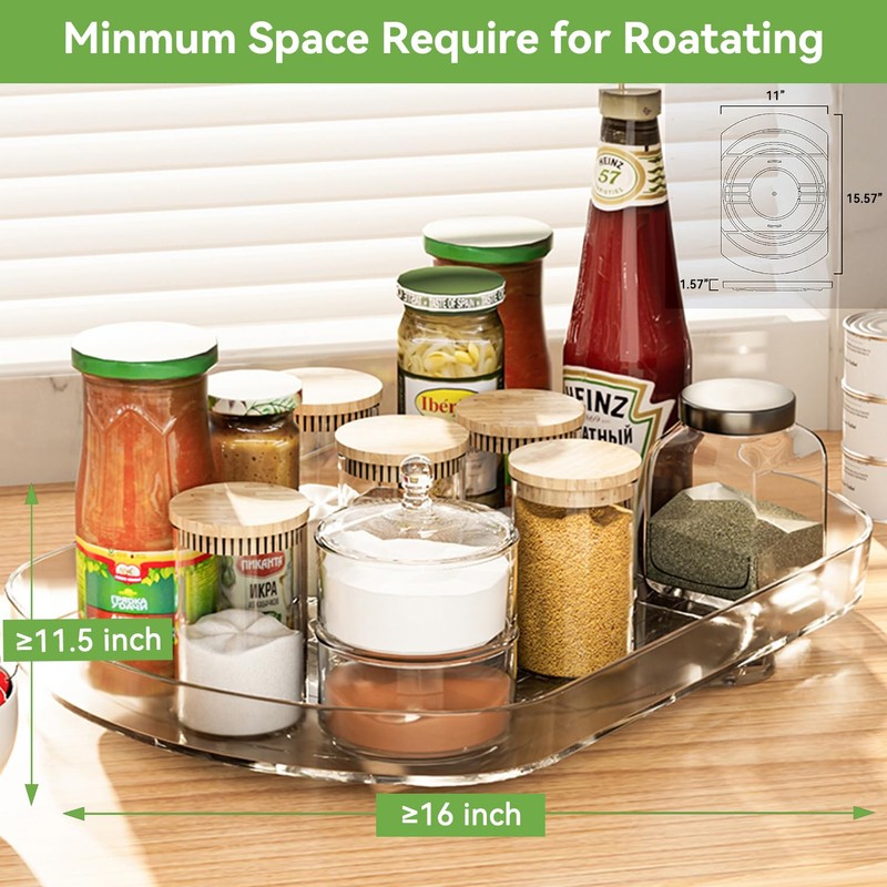 Voova Lazy Susan Turntable Organizer for Refrigerator, 360° Rotating Fridge