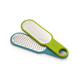 Joseph Joseph Duo 2-Piece Kitchen Grater Set, Vegetable, Cheese Coarse and Fine Grater, Citrus Zester, Opal/Green