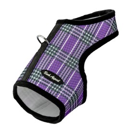 Bark Appeal Lavender Plaid Wrap N Go Dog Harness for Small-Medium Pets – Soft Solid Mesh Vest Harness for Dogs & Puppies – Easy Buckle-Free Design for a Comfortable Fit – Small