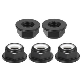 sourcing map M6x1mm Flange Nylon Insert Lock Nuts, 20Pcs Aluminum Alloy Metric Hex Lock Nuts Self Locking Nuts for Industrial Construction Fasteners, Black