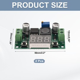 sourcing map DC-DC Buck Converter Voltage Regulator Adjustable Buck Module LM 2596 with LED Display Voltmeter Green 4-40V to 1.25-37V 3A 2 Pcs