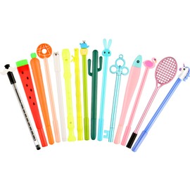 15 Pieces Cute Cartoon Black Gel Ink Pens Assorted Style Unicorn Cactus Doughnut Ink Writing Pens Kawaii Fun Pens for Home Office School Party Girls Kids Boys Present, 15 Styles