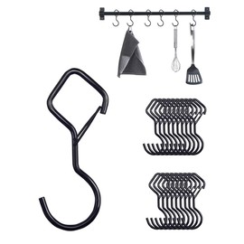 YiJPXinADZ S-Haken mit Sicherheitsclip zum sicheren Aufhängen, robuste Pflanzenaufhänger und Schrankhaken, doppelte Öffnungen (2 cm und 2,5 cm) für mehrere Szenario-Anwendungen, rostbeständig, Schwarz