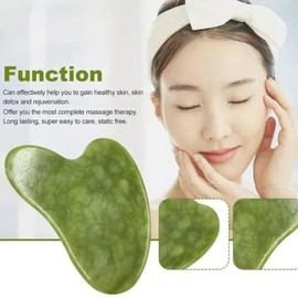 Rodillo De Jade + Guasha Masaje Facial Antiedad Rostro Skin Care Ideal para Contorno de Ojos Disminuye Ojeras e Imperfecciones Fisicas por Edad