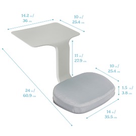 ECR4Kids The Surf Portable Lap Desk with Cushion, Flexible Seating, Light Grey