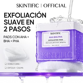 SKINTIFIC Exfoliating pads con AHA, BHA y PHA y niacinamida - Discos tonificantes para limpieza de poros, peeling pad gauze doble,textura de piel suave, hialuronato de sodio para una piel hidratada y hidratantes (40 piezas)