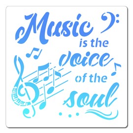 GORGECRAFT 12"X12" Music Note Stencil Music is the voice of the soul Templates Reusable Plastic Drawing Painting Stencils Template for Painting on Card Wall Fabric Tile Canvas DIY Decor Crafts