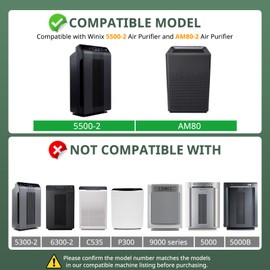 Filter H 5500-2 Replacement Filter For Winix Air Purifier 116130 Replacement Compatible with Winix 5500-2 and AM80 Air Purifier, 2 Pack HEPA Filter Only