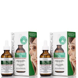 Advanced Clinicals Tea Tree Oil Serum Pack of 2 Anti Acne Facial Serum for Clear Skin 1.8 Fl Oz