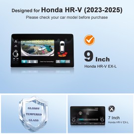 BSTW for 2025 Honda HRV Screen Protector for 2023 2024 2025 Honda HR-V EX-L 9-Inch Color Touch-Screen for 2024 Honda HRV Accessories 9H Anti-Scratch Tempered Glass Protective Film