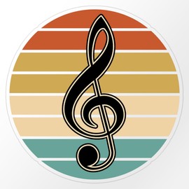 CafePress Treble Clef Music Gift Medium Die Cut Sticker, 5.75" x 5.75" Clear