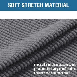 H.VERSAILTEX Stretch Dining Chair Covers Set of 4 Chair Covers for Dining Room Parsons Chair Slipcover Chair Protectors Covers Dining, Feature Textured Checked Jacquard Fabric, Gray