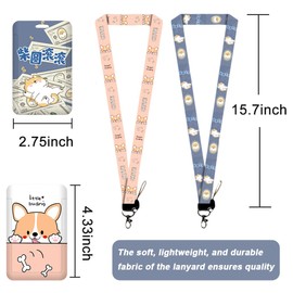 Pack of 2 Lanyard with ID Badge Holder, Dog Shiba Inu Card Sleeves Lanyard ID Card Case with Strap for Work, Nurse, Doctor, Teacher, Keys, Lanyard