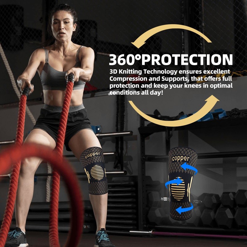Pack of 2 Copper Knee Support for Men and Women,