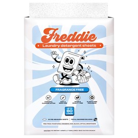 Freddie Low-Waste Laundry Detergent Sheets – Jug Free Format – Pre-Measured Strips – 60 Loads – Unscented for Sensitive Skin