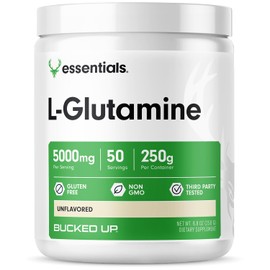 Bucked Up- LGlutamina (5000mg), Esenciales (50 Porciones, 250 Gramos)                                                                                 